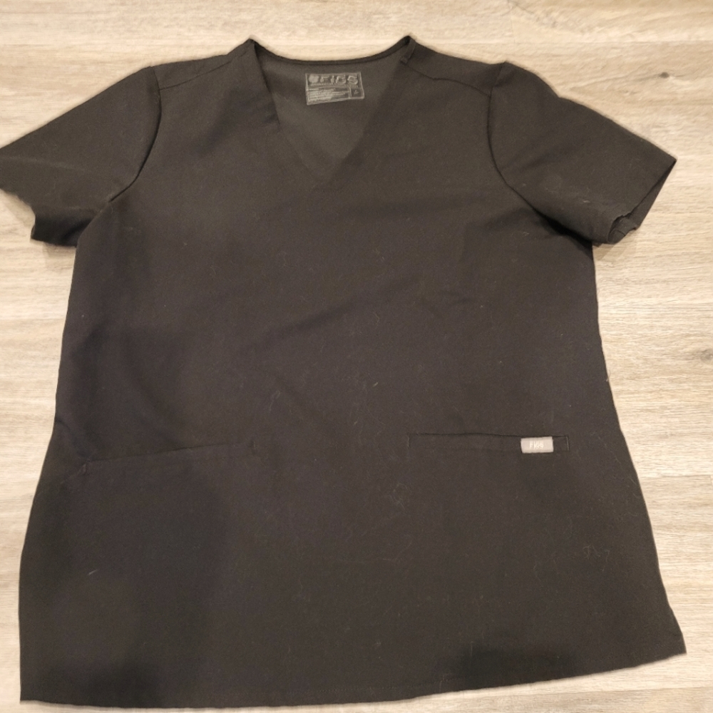 Figs Black Scrub Top